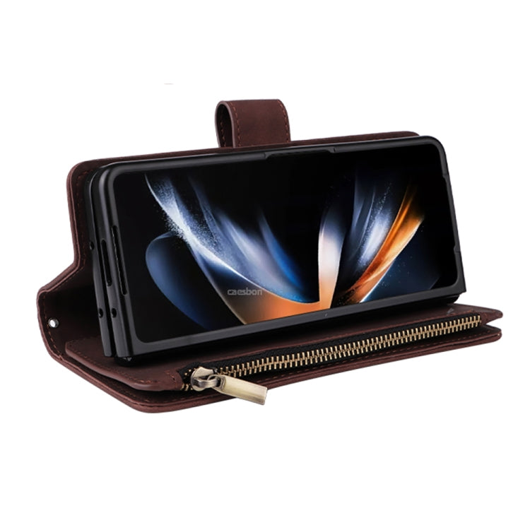 For Samsung Galaxy Z Fold5 Multifunctional Frosted Zipper Wallet Leather Phone Case