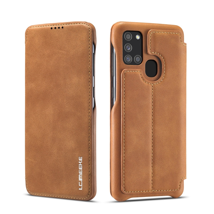 For Samsung Galaxy A21s LC.IMEEKE Hon Ancient Series Horizontal Flip Leather Case with Holder & Card Slot