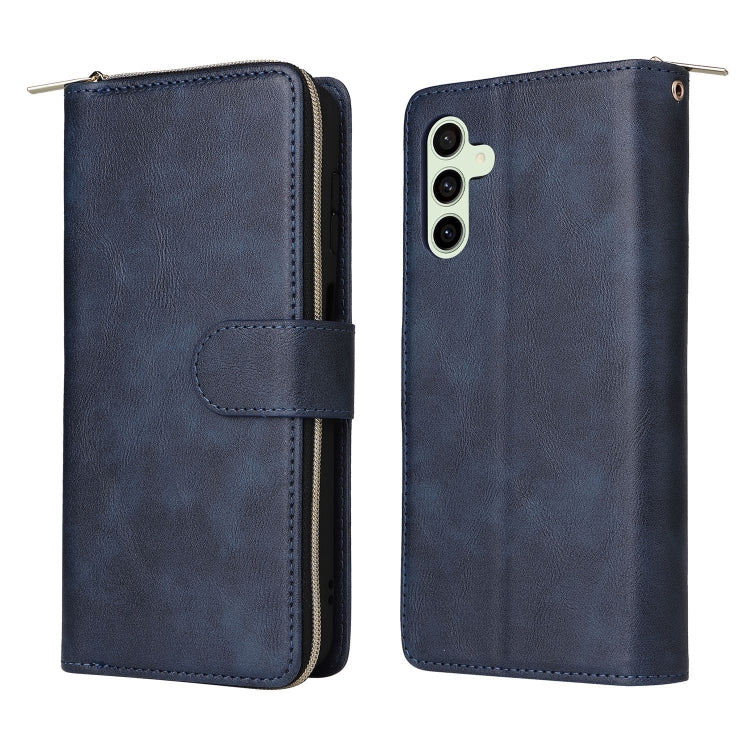 For Samsung Galaxy S24 FE 5G 9-Card Slots Zipper Wallet Bag Leather Phone Case