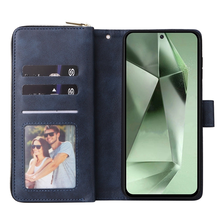 For Samsung Galaxy S24 FE 5G 9-Card Slots Zipper Wallet Bag Leather Phone Case