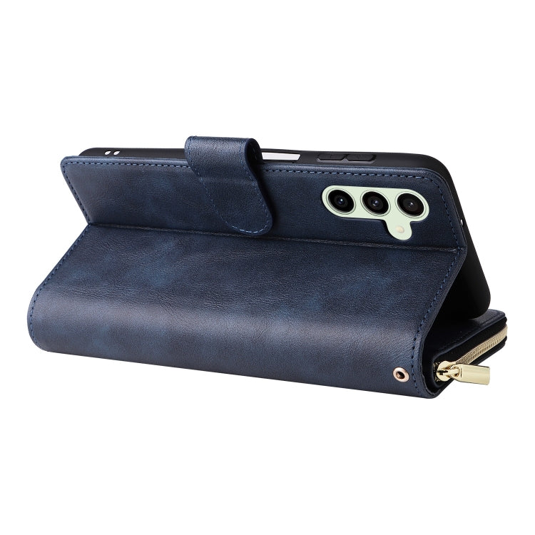 For Samsung Galaxy S24 FE 5G 9-Card Slots Zipper Wallet Bag Leather Phone Case