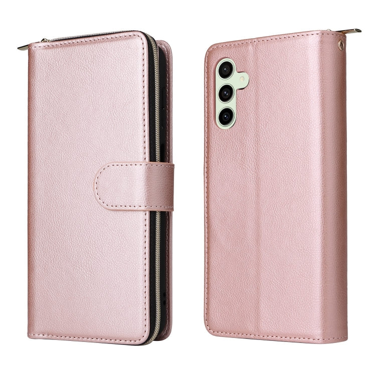 For Samsung Galaxy S24 FE 5G 9-Card Slots Zipper Wallet Bag Leather Phone Case