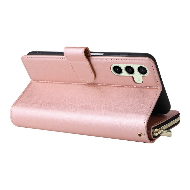 For Samsung Galaxy S24 FE 5G 9-Card Slots Zipper Wallet Bag Leather Phone Case