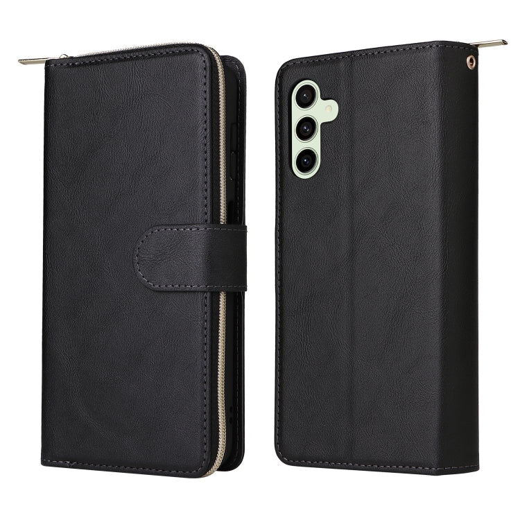 For Samsung Galaxy S24 FE 5G 9-Card Slots Zipper Wallet Bag Leather Phone Case