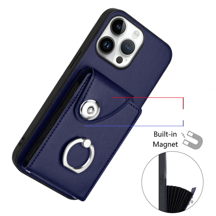 For iPhone 16 Pro Max Organ Card Bag Ring Holder Phone Case