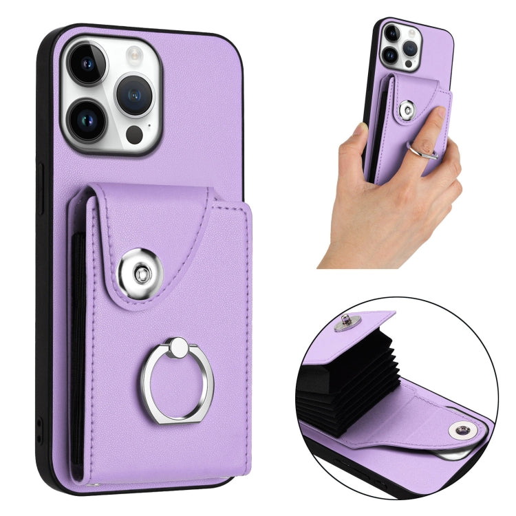 For iPhone 16 Pro Max Organ Card Bag Ring Holder Phone Case