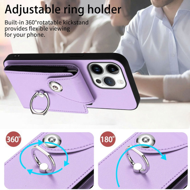 For iPhone 16 Pro Max Organ Card Bag Ring Holder Phone Case