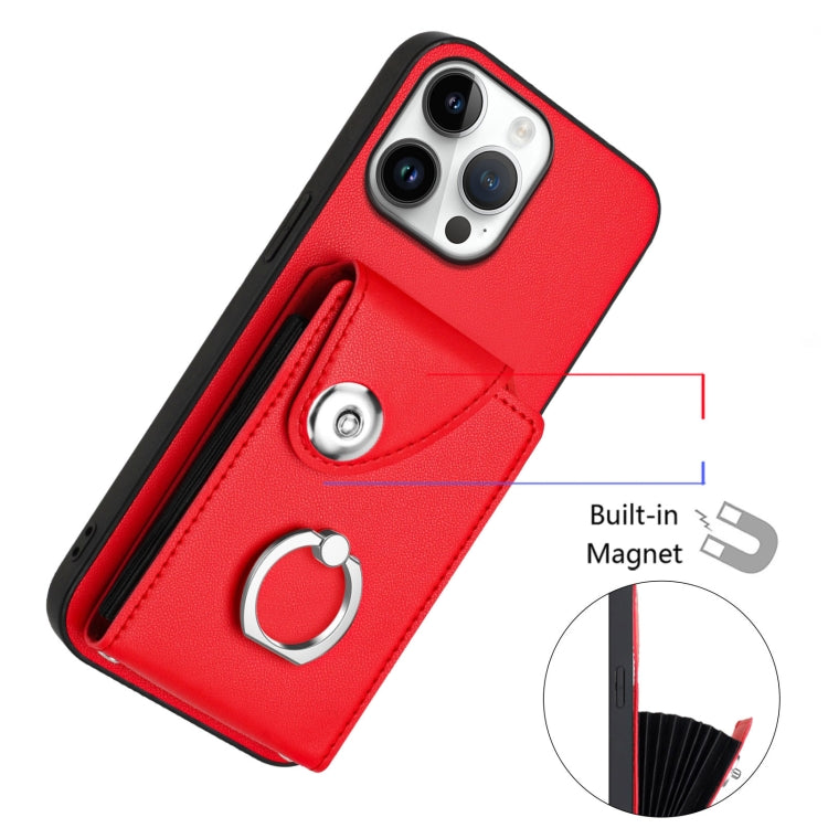 For iPhone 16 Pro Max Organ Card Bag Ring Holder Phone Case