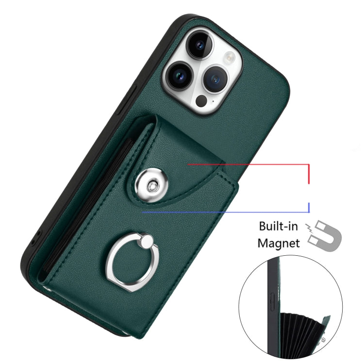 For iPhone 16 Pro Max Organ Card Bag Ring Holder Phone Case