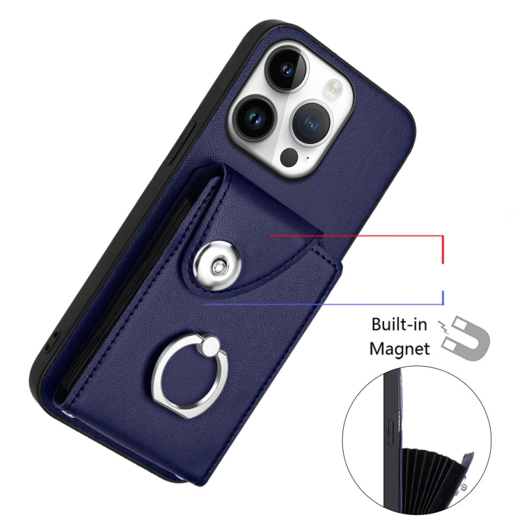 For iPhone 16 Pro Organ Card Bag Ring Holder Phone Case