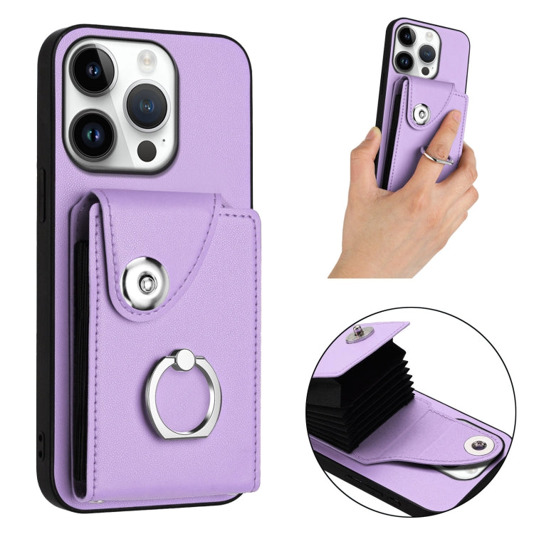 For iPhone 16 Pro Organ Card Bag Ring Holder Phone Case