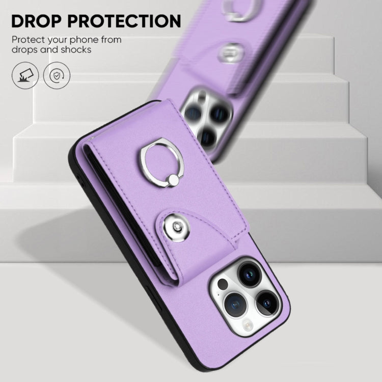 For iPhone 16 Pro Organ Card Bag Ring Holder Phone Case
