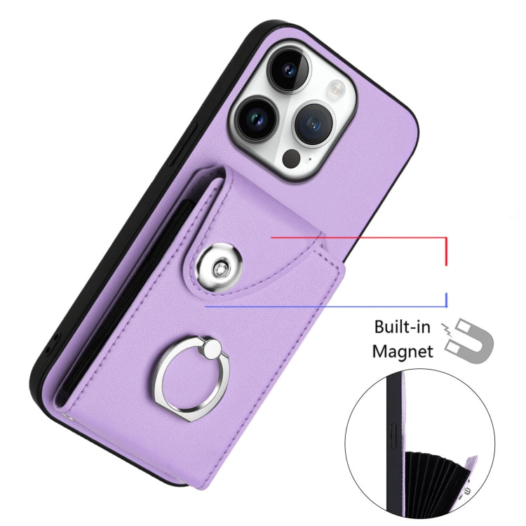 For iPhone 16 Pro Organ Card Bag Ring Holder Phone Case
