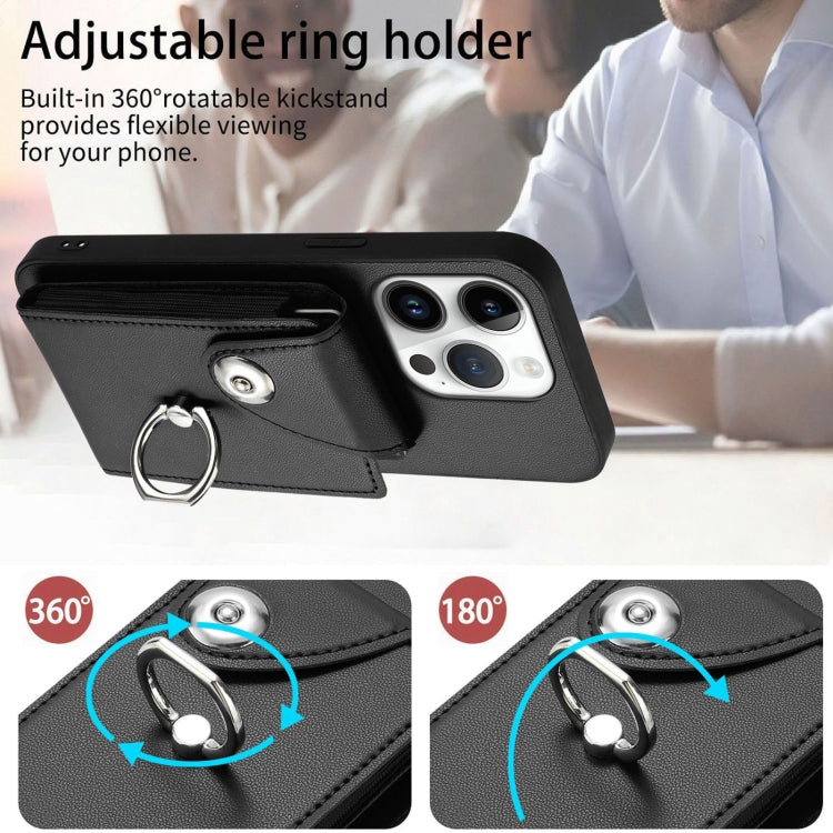 For iPhone 16 Pro Organ Card Bag Ring Holder Phone Case