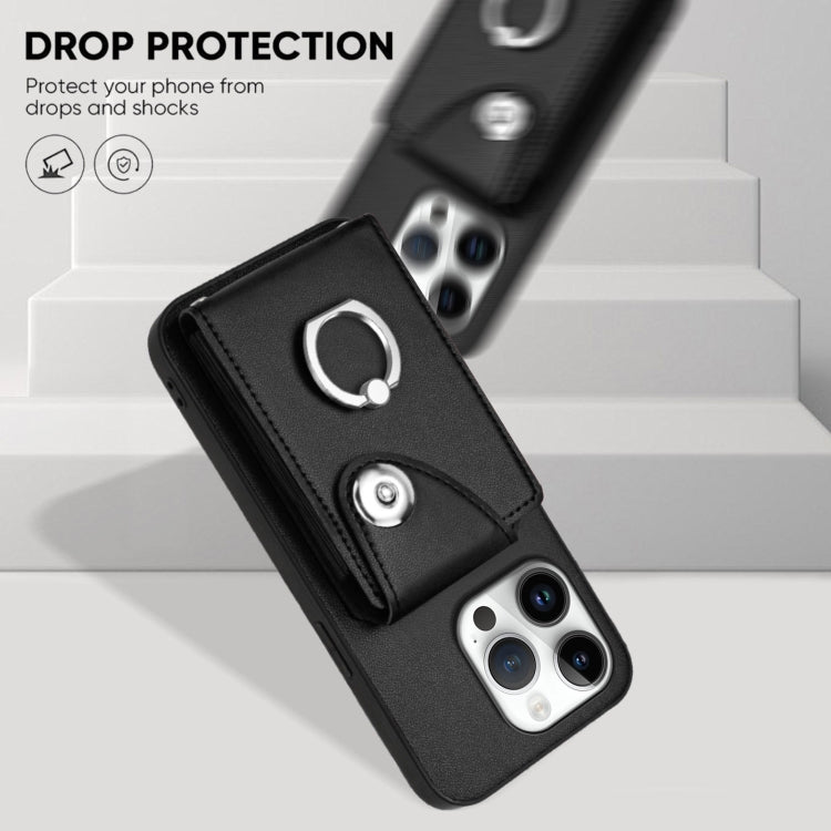 For iPhone 16 Pro Organ Card Bag Ring Holder Phone Case