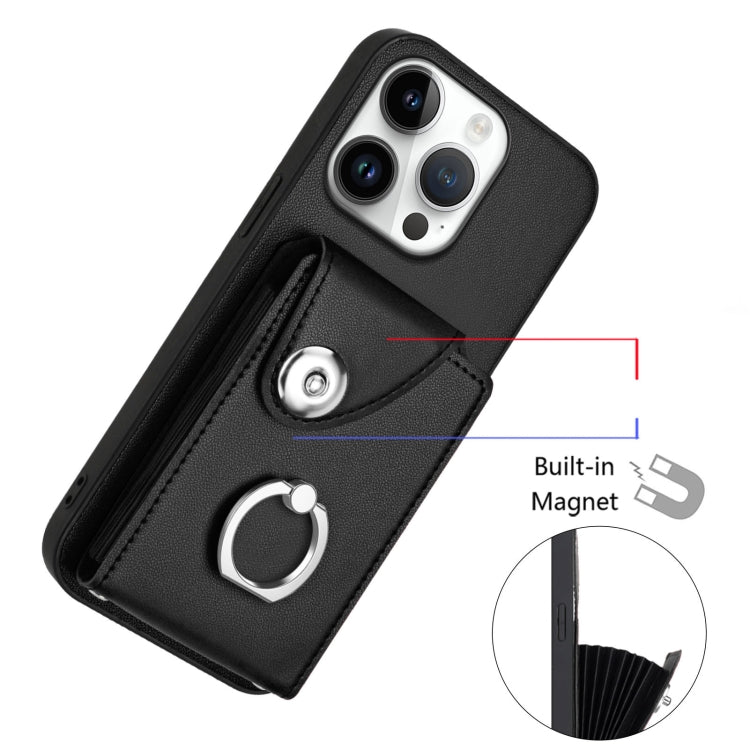 For iPhone 16 Pro Organ Card Bag Ring Holder Phone Case