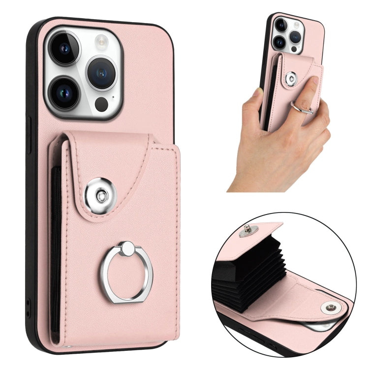 For iPhone 16 Pro Organ Card Bag Ring Holder Phone Case