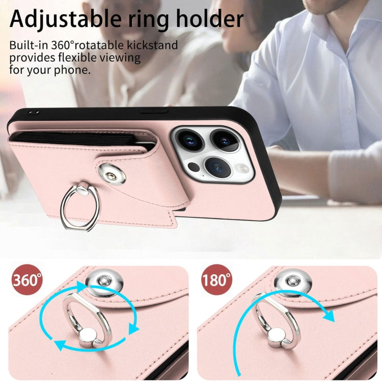 For iPhone 16 Pro Organ Card Bag Ring Holder Phone Case