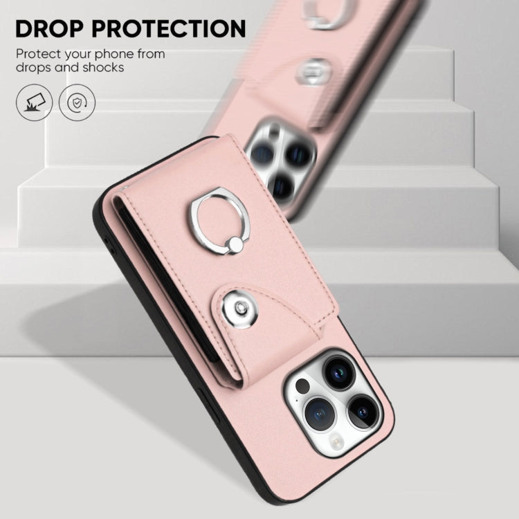 For iPhone 16 Pro Organ Card Bag Ring Holder Phone Case