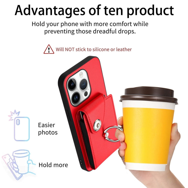 For iPhone 16 Pro Organ Card Bag Ring Holder Phone Case