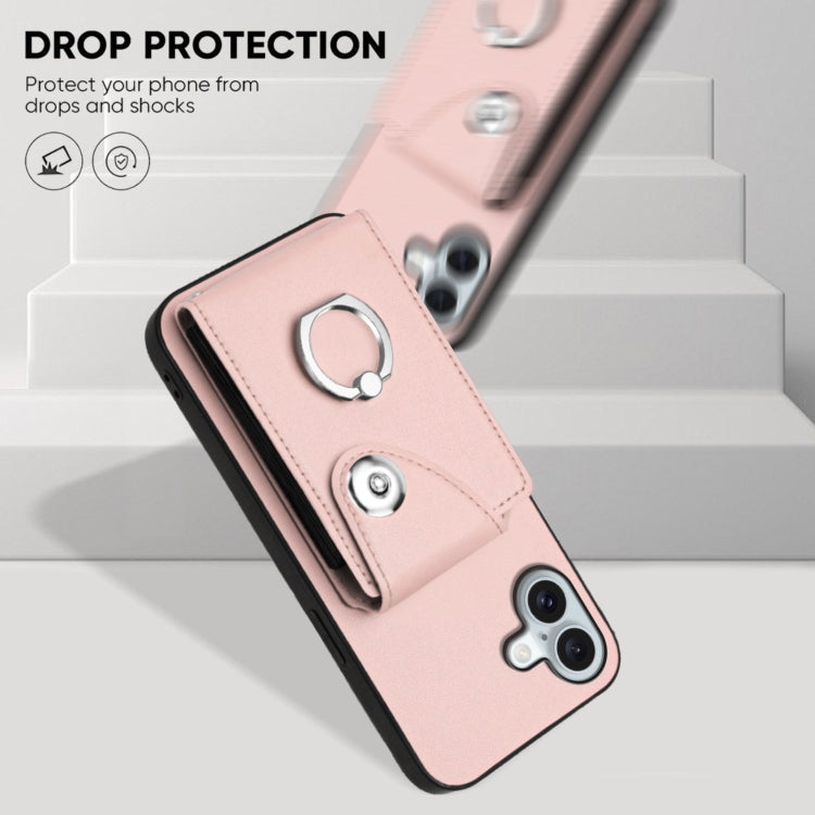 For iPhone 16 Plus Organ Card Bag Ring Holder Phone Case