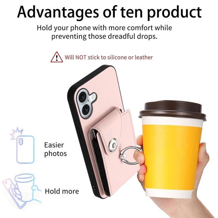 For iPhone 16 Plus Organ Card Bag Ring Holder Phone Case