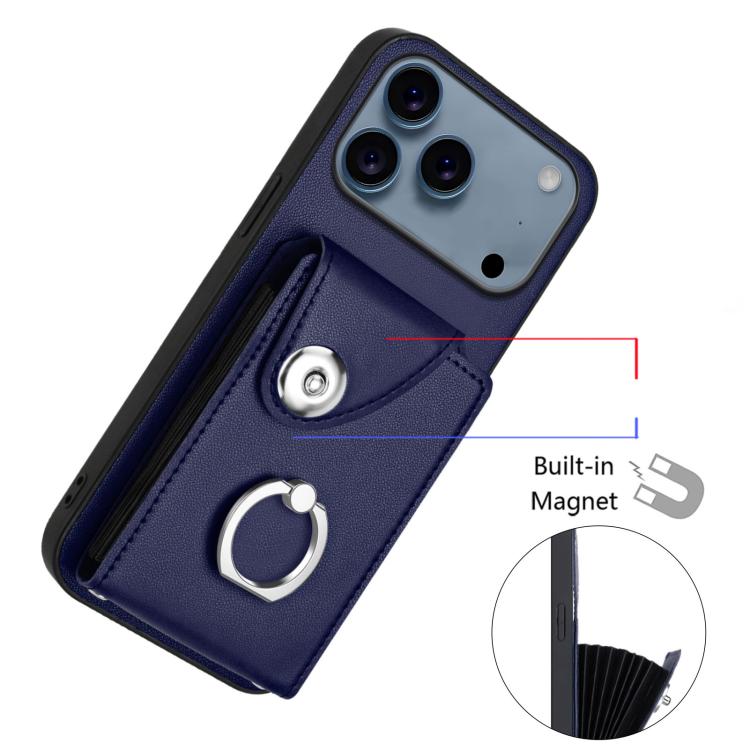 For iPhone 17 Pro Max Organ Card Bag Ring Holder Phone Case