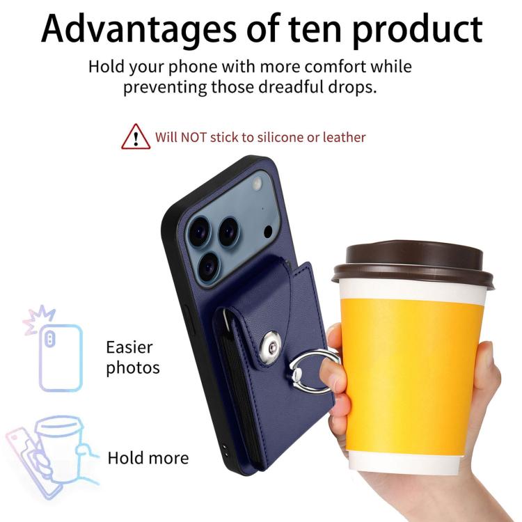 For iPhone 17 Pro Max Organ Card Bag Ring Holder Phone Case