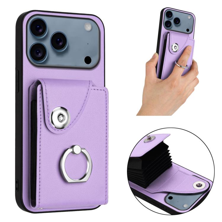 For iPhone 17 Pro Max Organ Card Bag Ring Holder Phone Case
