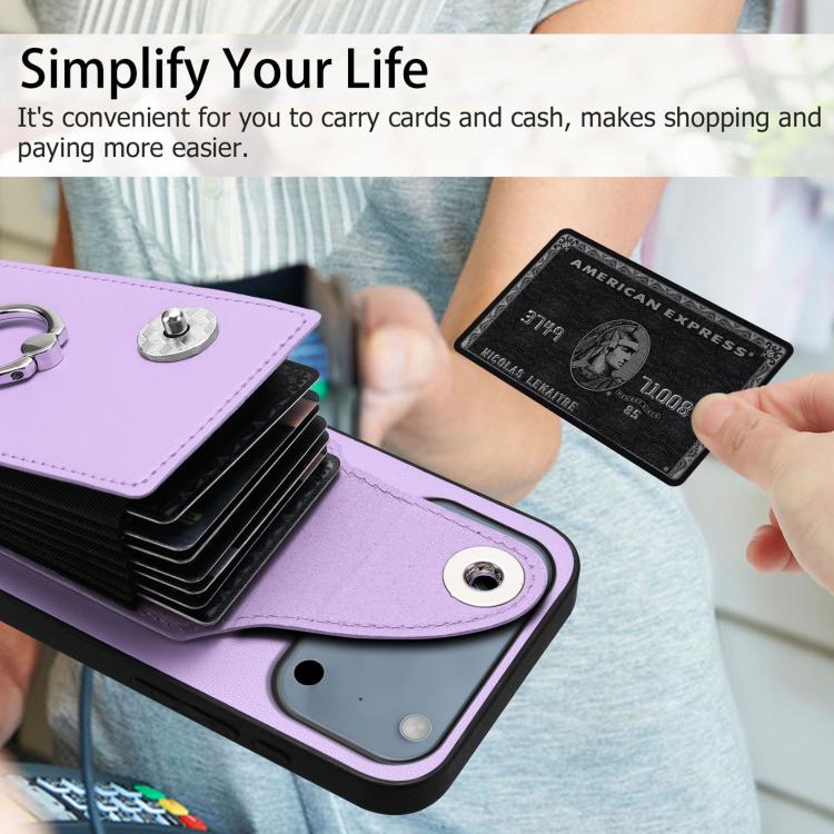 For iPhone 17 Pro Max Organ Card Bag Ring Holder Phone Case