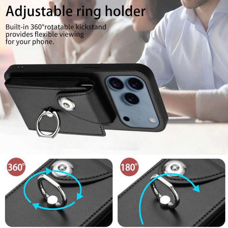 For iPhone 17 Pro Max Organ Card Bag Ring Holder Phone Case