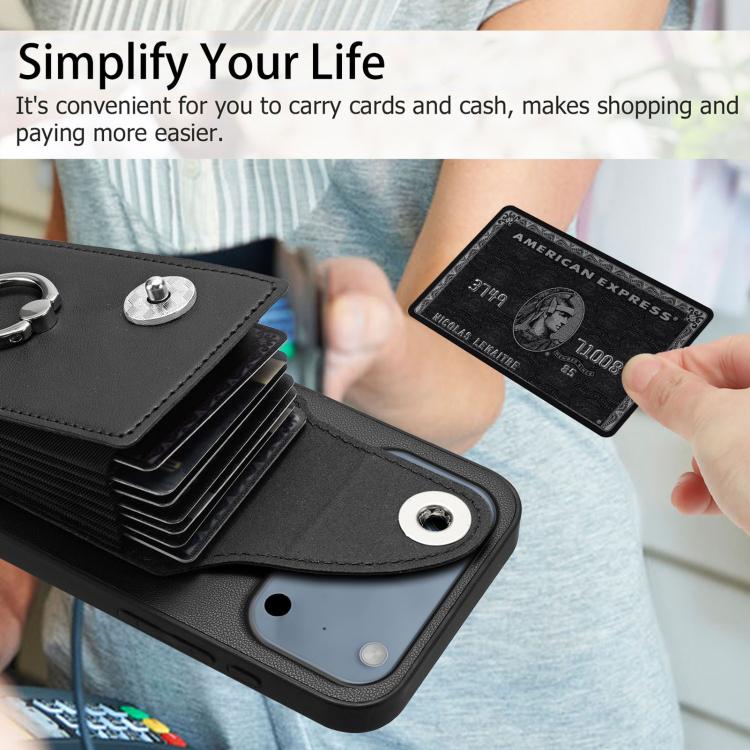 For iPhone 17 Pro Max Organ Card Bag Ring Holder Phone Case