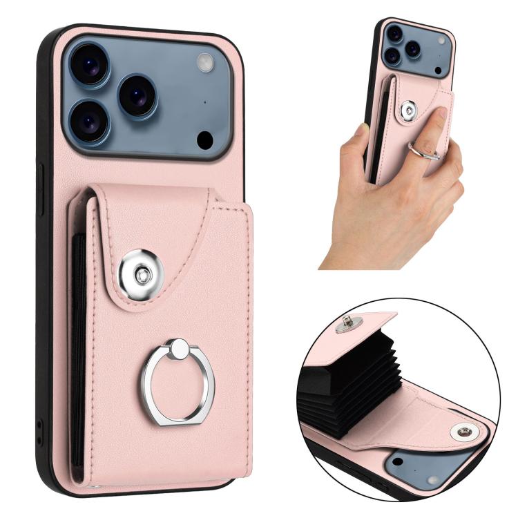For iPhone 17 Pro Max Organ Card Bag Ring Holder Phone Case