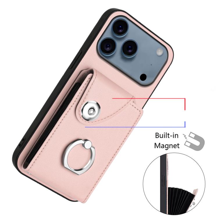 For iPhone 17 Pro Max Organ Card Bag Ring Holder Phone Case