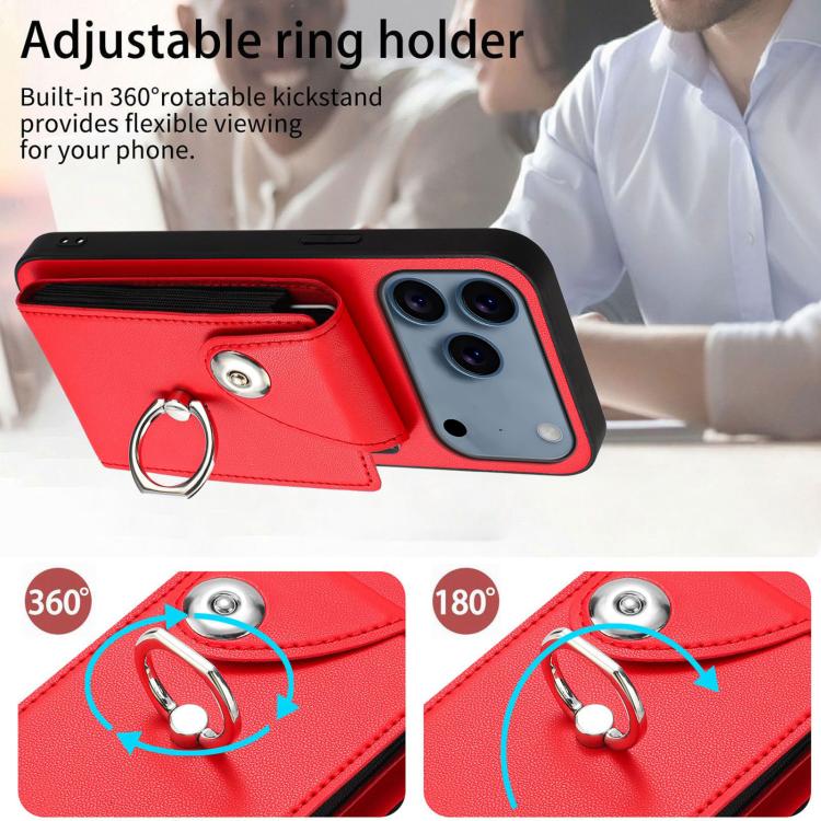 For iPhone 17 Pro Max Organ Card Bag Ring Holder Phone Case