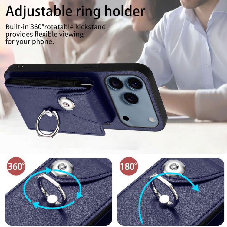 For iPhone 17 Pro Organ Card Bag Ring Holder Phone Case
