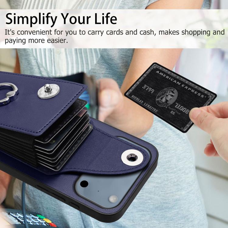 For iPhone 17 Pro Organ Card Bag Ring Holder Phone Case