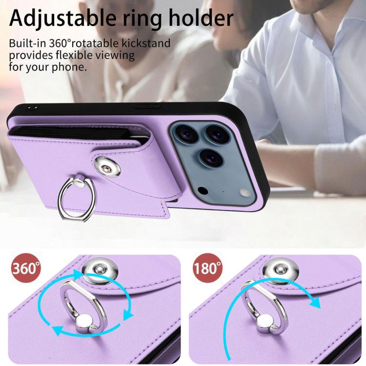 For iPhone 17 Pro Organ Card Bag Ring Holder Phone Case