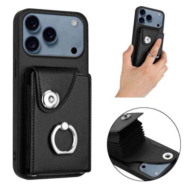 For iPhone 17 Pro Organ Card Bag Ring Holder Phone Case