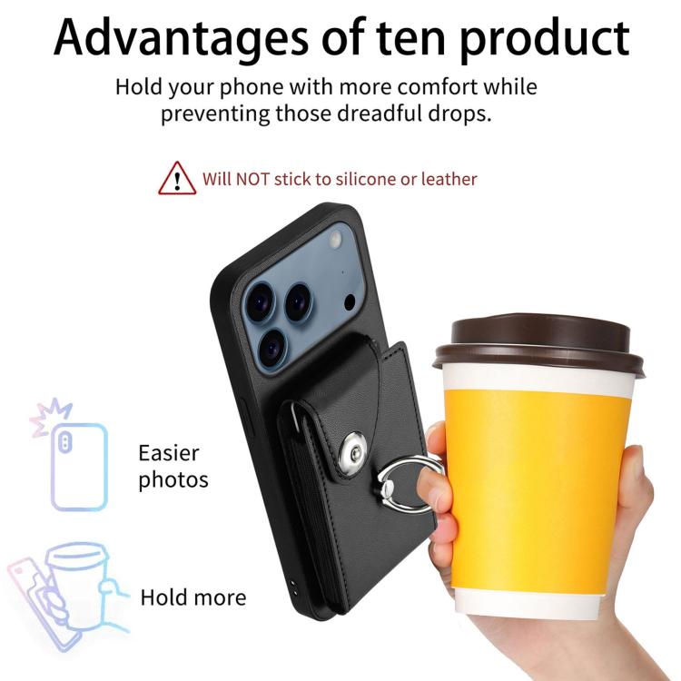 For iPhone 17 Pro Organ Card Bag Ring Holder Phone Case