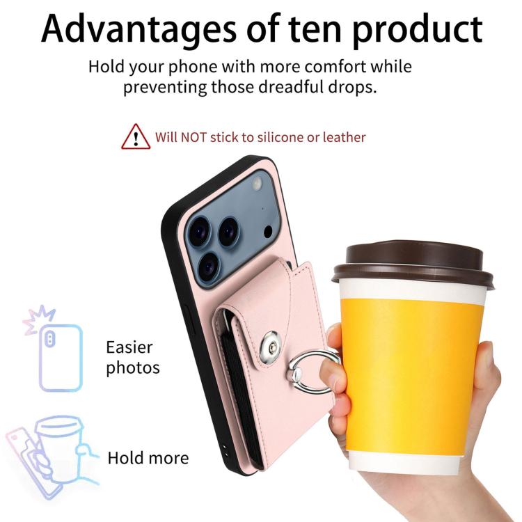 For iPhone 17 Pro Organ Card Bag Ring Holder Phone Case