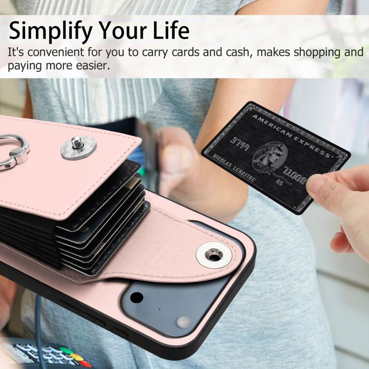 For iPhone 17 Pro Organ Card Bag Ring Holder Phone Case