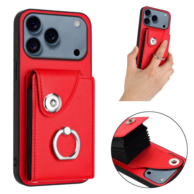 For iPhone 17 Pro Organ Card Bag Ring Holder Phone Case