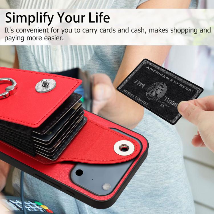 For iPhone 17 Pro Organ Card Bag Ring Holder Phone Case