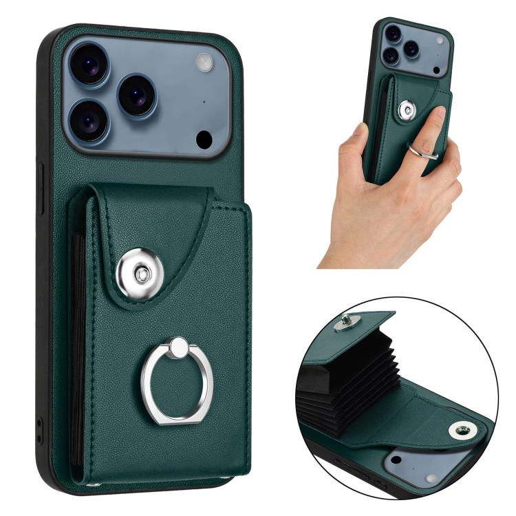 For iPhone 17 Pro Organ Card Bag Ring Holder Phone Case