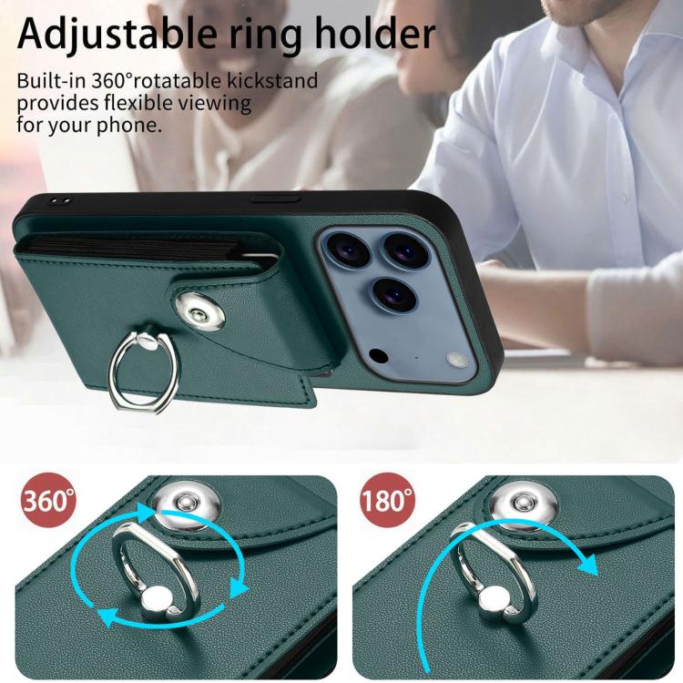 For iPhone 17 Pro Organ Card Bag Ring Holder Phone Case