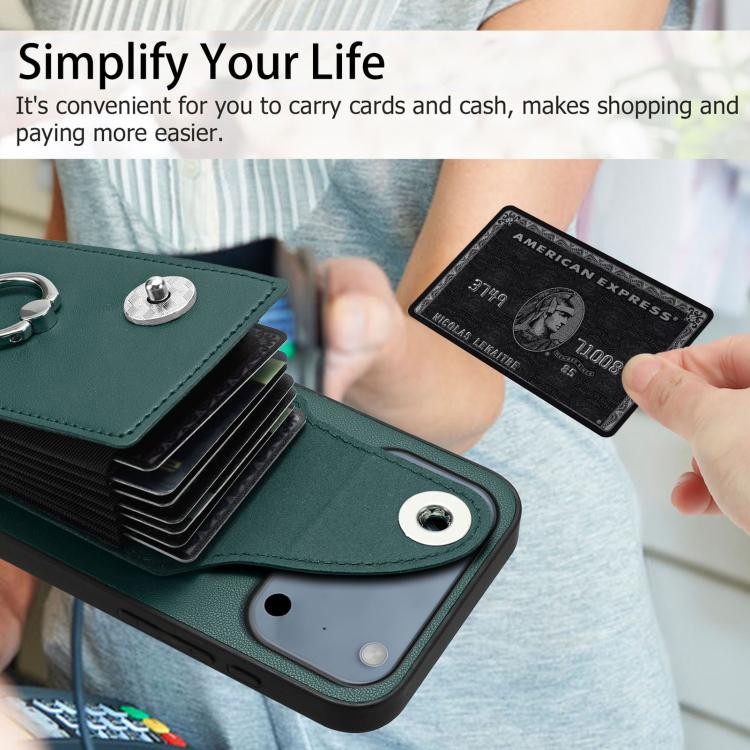 For iPhone 17 Pro Organ Card Bag Ring Holder Phone Case