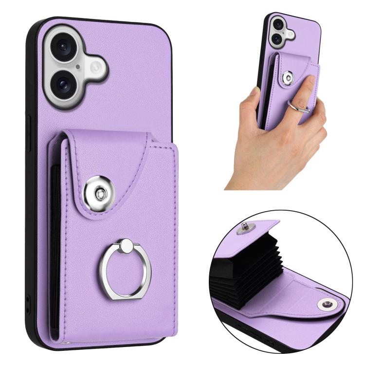 For iPhone 17 Organ Card Bag Ring Holder Phone Case