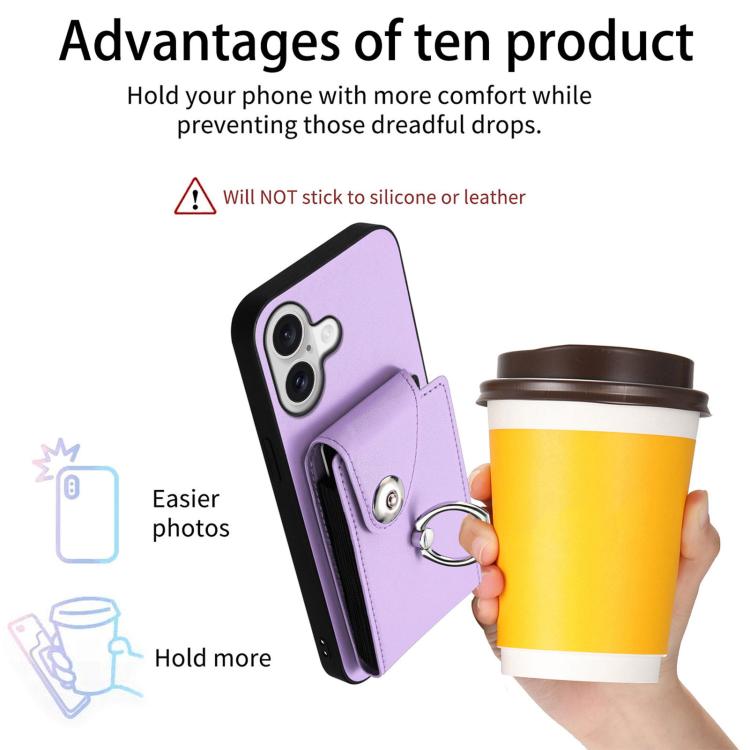 For iPhone 17 Organ Card Bag Ring Holder Phone Case