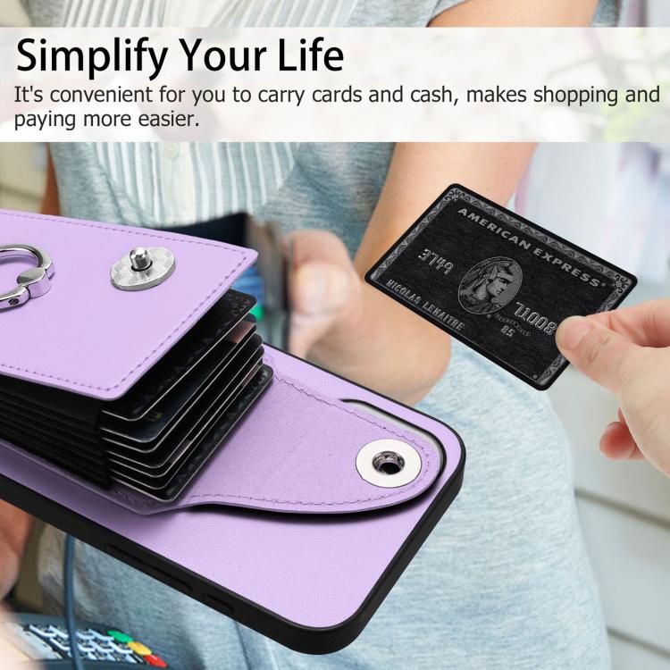 For iPhone 17 Organ Card Bag Ring Holder Phone Case